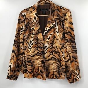 Brandon Thomas Blazer Jacket Size L Animal Print